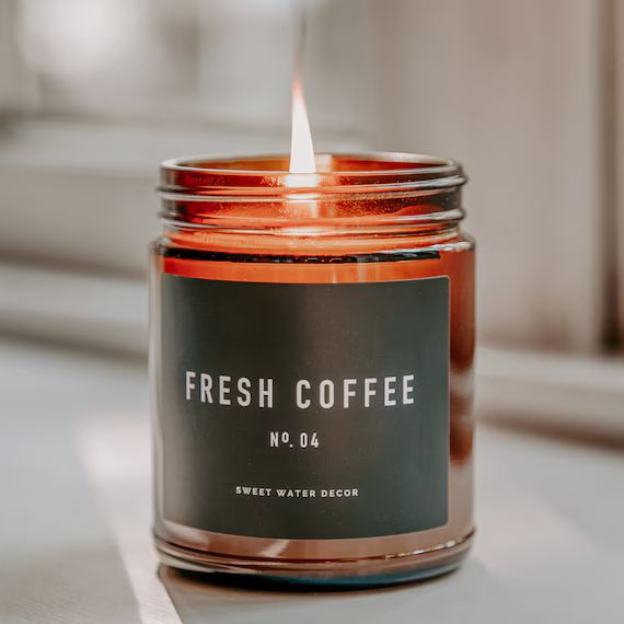Fresh Coffee Soy Wax Candle | Amber Jar Candle | Coffee Scented Jar Candle | Fresh Brewed Coffee ... | Etsy (US)