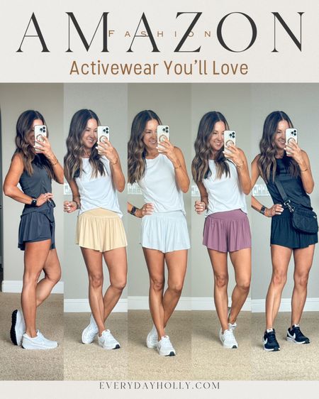 Amazon Activewear! Super cute, comfy, flattering, on trend workout athletic tennis workout shorts size xs and workout tank xs. sports bra medium. Workout trends, flowy shorts, tennis shorts. pickleball, tennis, workout, gym clothes, running, athleisure, activewear favorites, comfy, 


#LTKover40 #LTKfitness #LTKActive