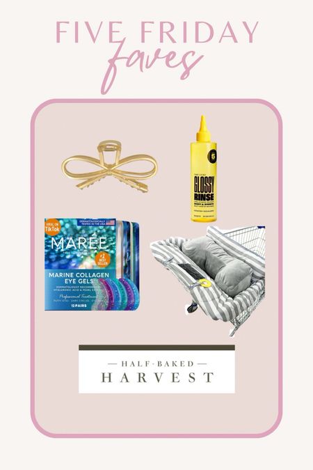 five Friday faves I shared in my live video! 😊🩷✨
- gold bow claw hair clip
- maree eye masks
- babe original glossy hair rinse
- baby shopping cart cover
- half baked harvest blog

#amazonbeauty #amazonbaby 

#LTKbaby #LTKbeauty #LTKfindsunder50