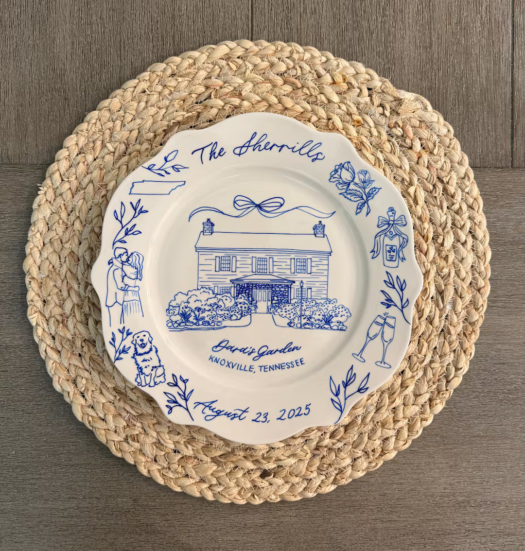 Hand Drawn Wedding Venue Keepsake Ceramic Plate - Etsy | Etsy (US)