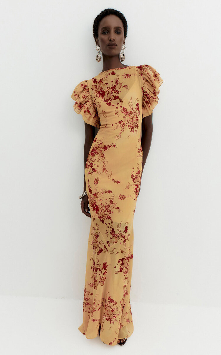 De La Vali Bougainvillea Ruffled Maxi Dress - Moda Operandi | Moda Operandi (Global)