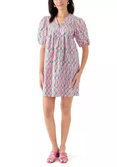 Women's Puff Sleeve Printed Pintuck Dress | Belk