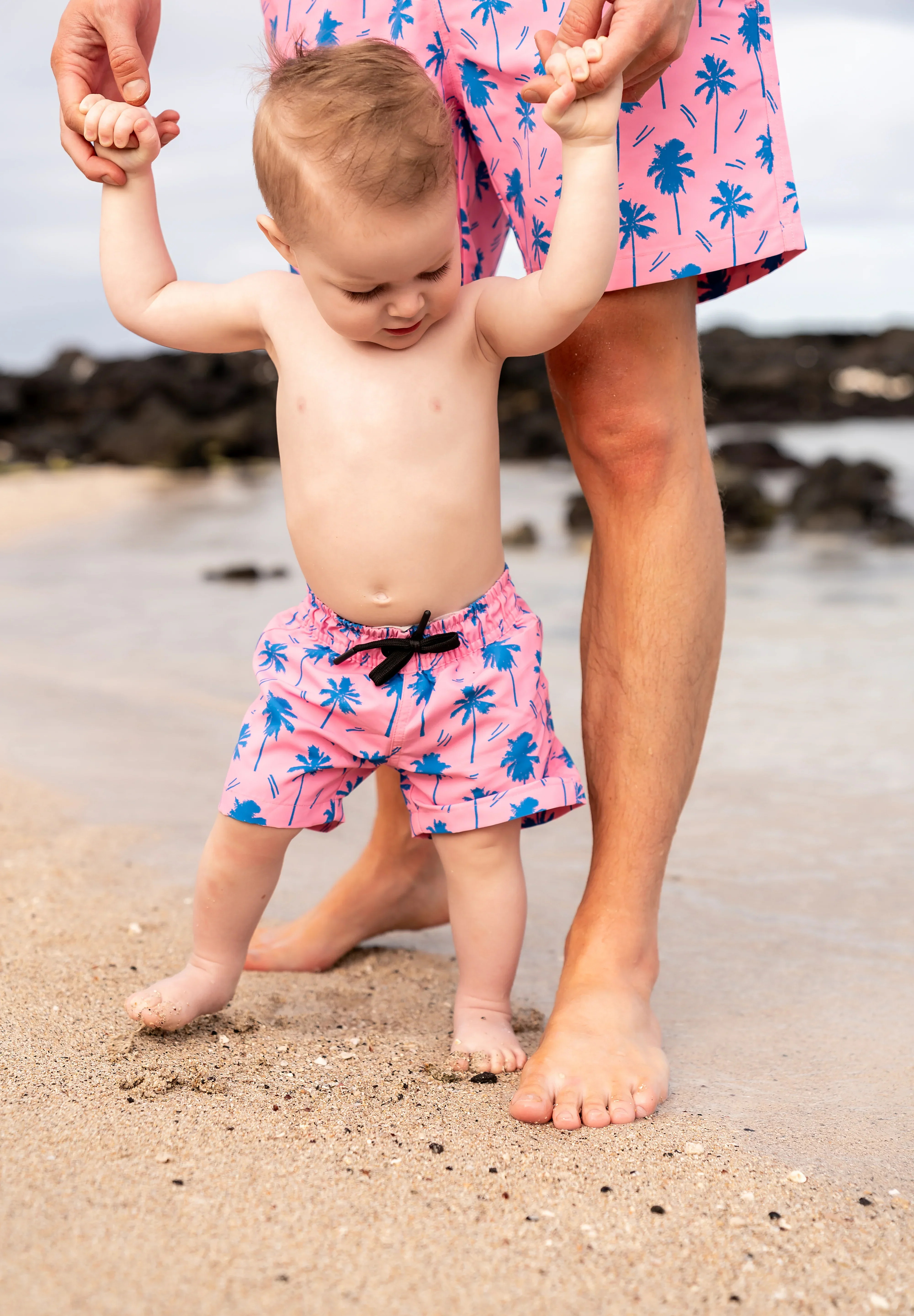 Mini Hang Ten Shorts | Coral Crush Palm Tree | Coral Reef Swim