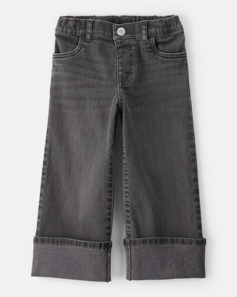 OshKosh B'gosh Toddler Girls Girl Denim Wide-Leg Cuff Jeans - Grey 5T Grey | Carter's Inc