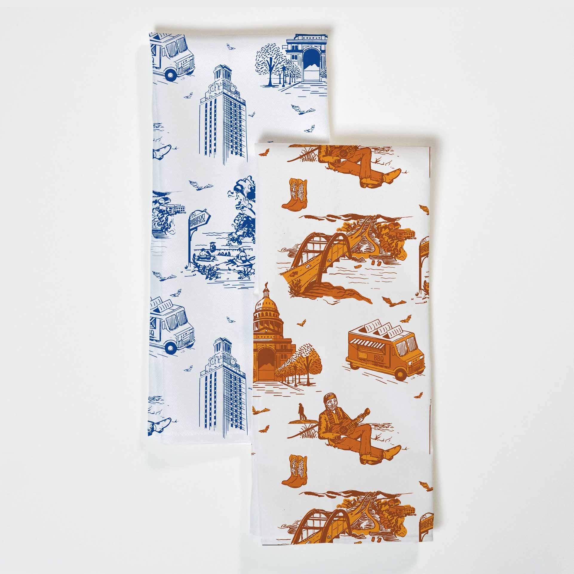 Austin Toile Tea Towel Set | Colorful Prints, Wallpaper, Pajamas, Home Decor, & More | Katie Kime Inc