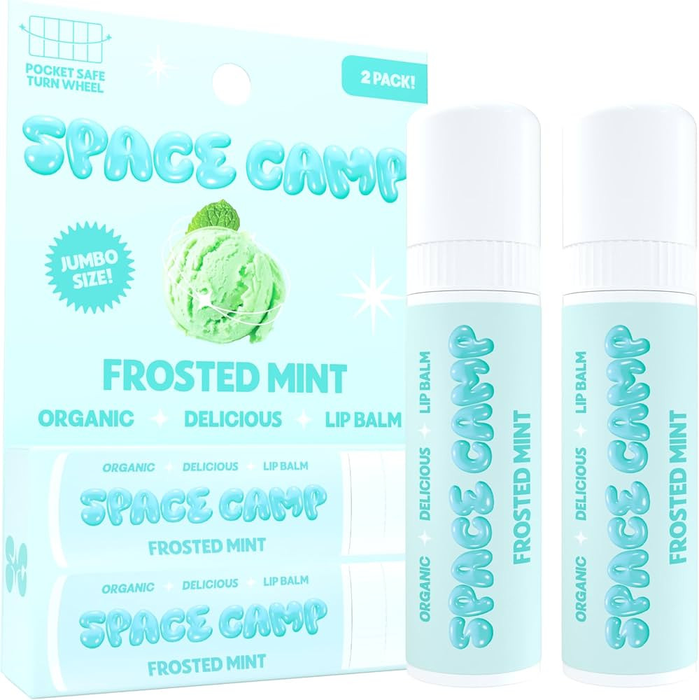 Space Camp Wellness Jumbo Lip Balm - Frosted Mint Organic Flavored Balm (2 Pack) | Amazon (US)