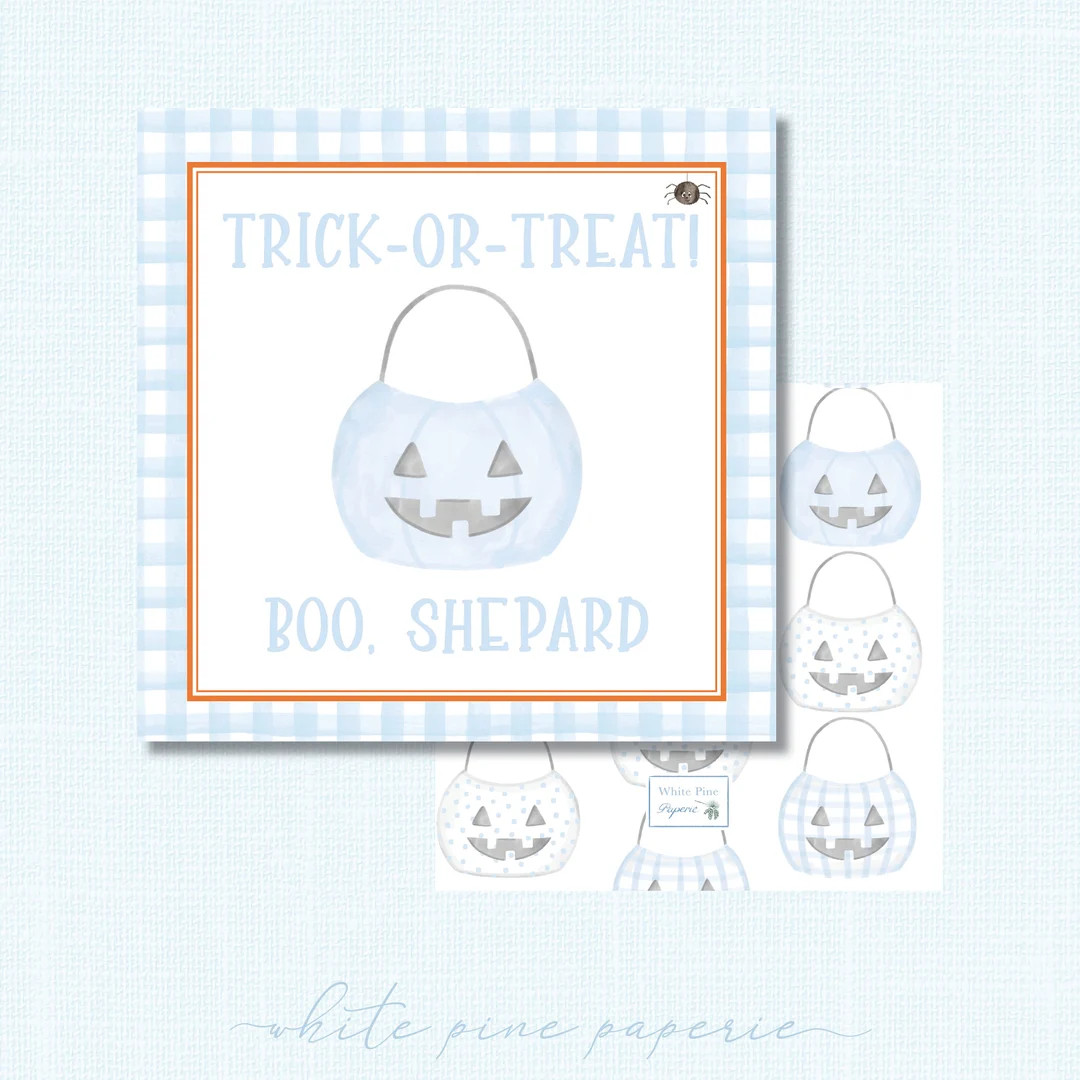 Blue Jack O Lantern - Trick or Treat Halloween Watercolor Gift Tag or Sticker \\ PRINTED - Etsy | Etsy (US)