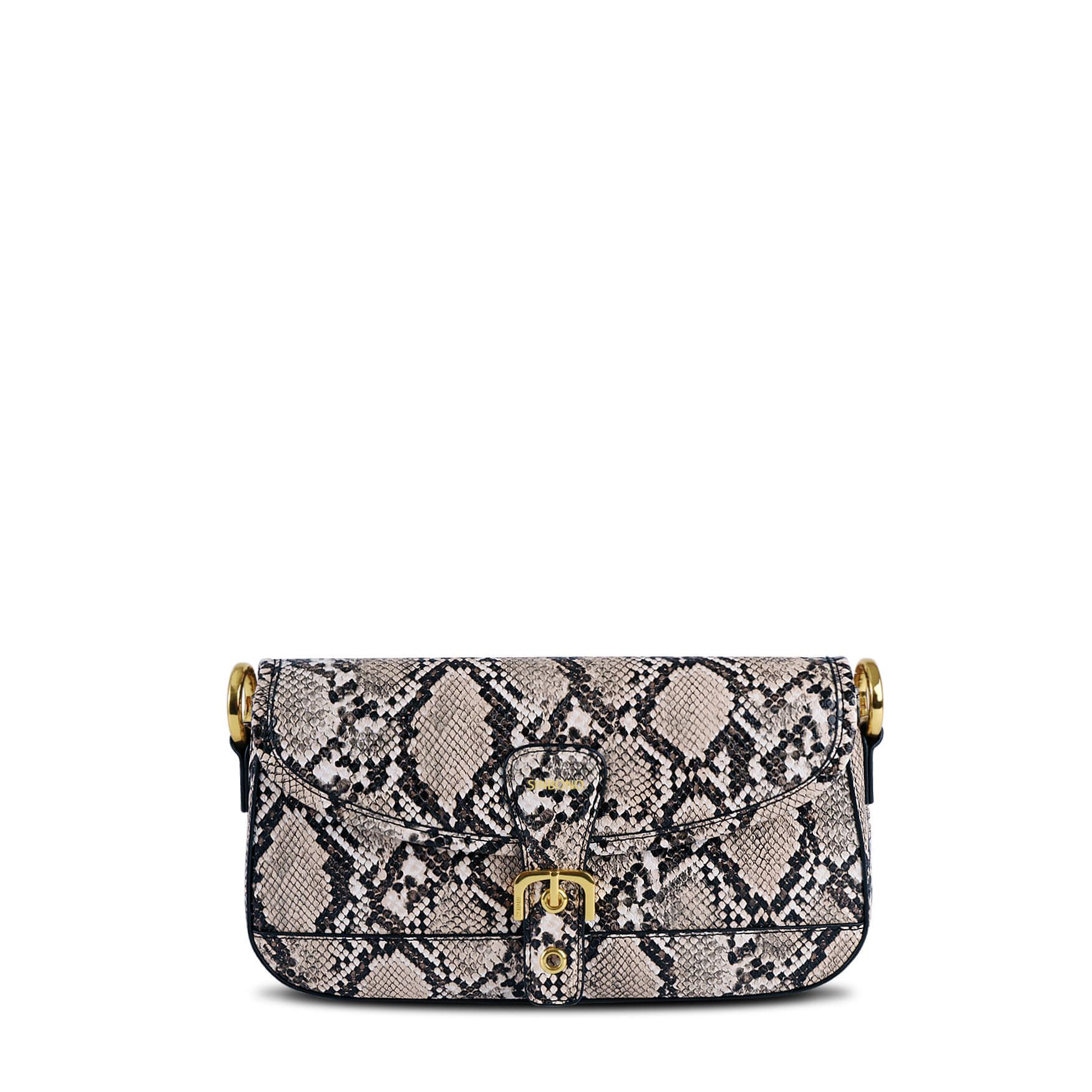 Fiona Snake Leather Shoulder Bag | Snake Print Bag -SINBONO | SINBONO INC.