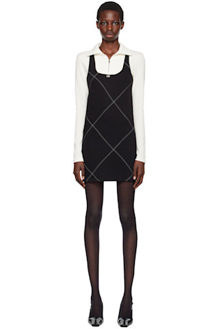 Off-White & Black Half-Zip Minidress | SSENSE