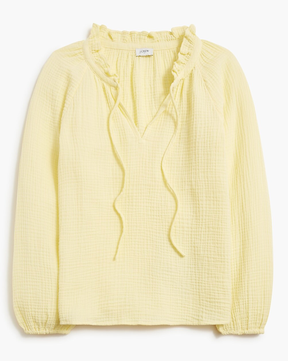 Long-sleeve gauze tie-neck top | J.Crew Factory