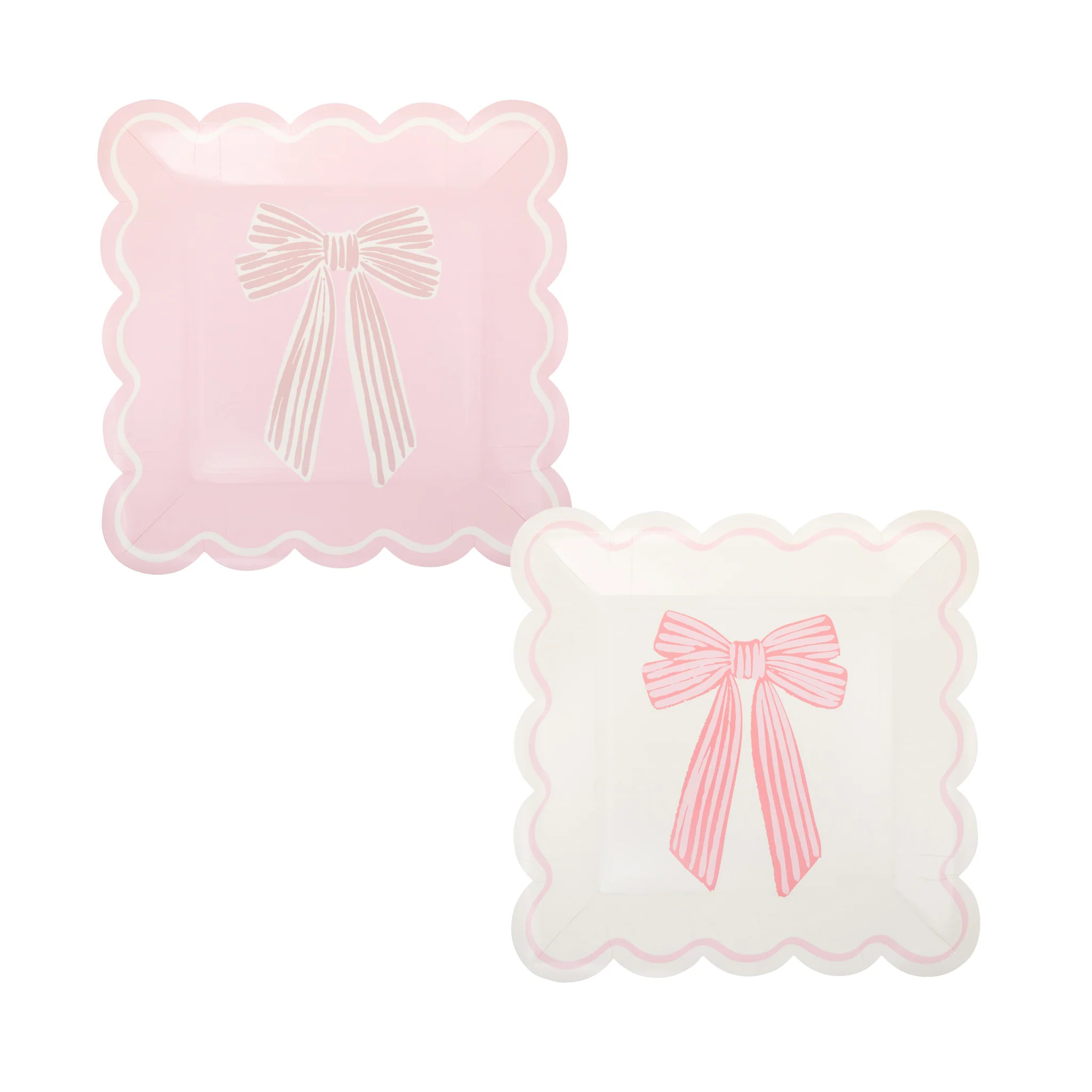 Large Pink Bows Paper Plate Set | My Mind's Eye