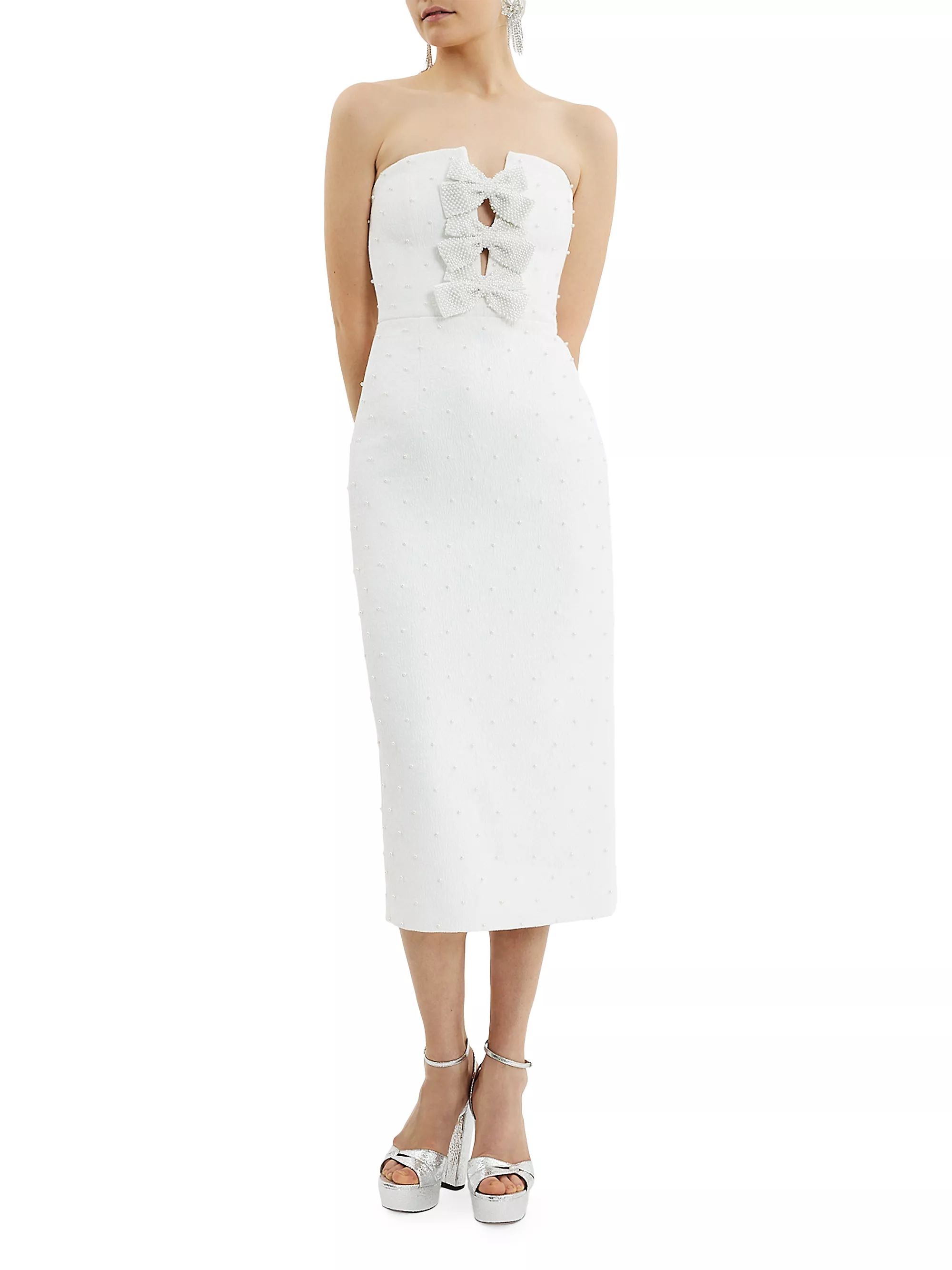 Ophelia Embellished Crepe Bridal Midi-Dress | Saks Fifth Avenue