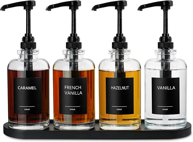Coffee Bar Accessories, Syrup Dispenser With 1/4oz Large Capacity Pump - Glass Pump Dispenser for... | Amazon (US)