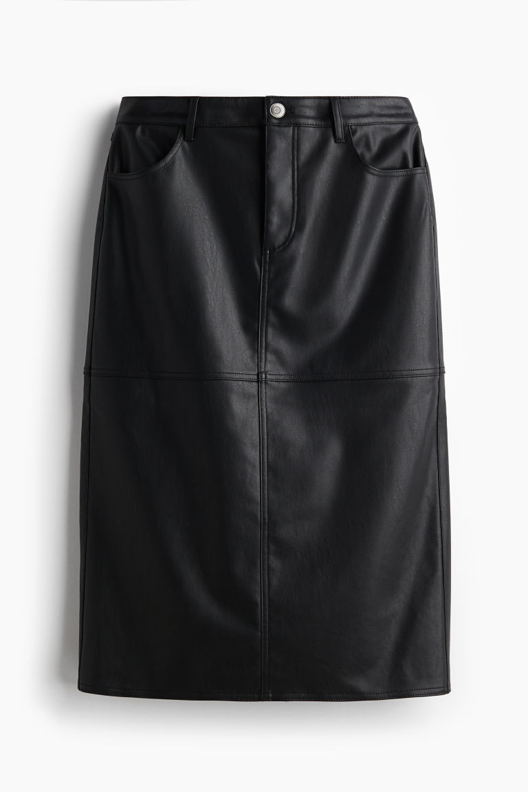 H & M - Coated Midi Skirt - Black | H&M (US + CA)