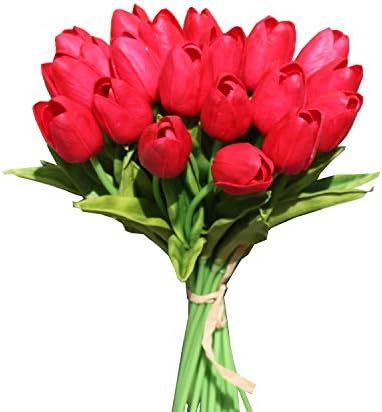 Mandy's 20pcs Red Artificial Latex Tulips for Party Home Wedding Decoration | Amazon (US)