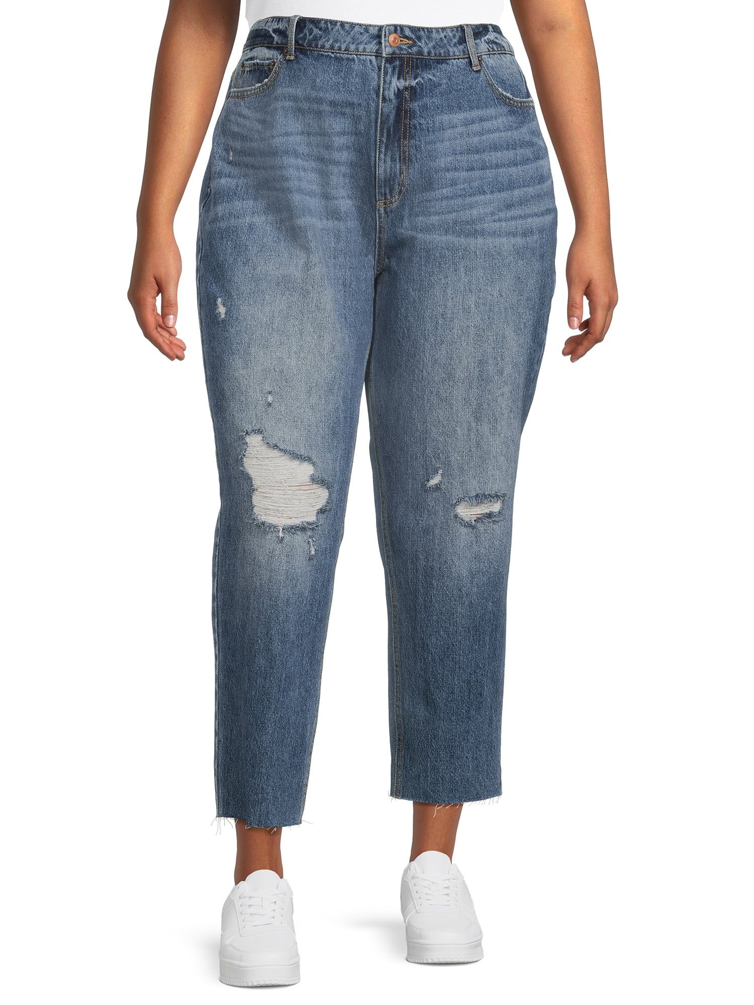 No Boundaries Juniors' Plus Size High Rise Slim Straight Jeans | Walmart (US)