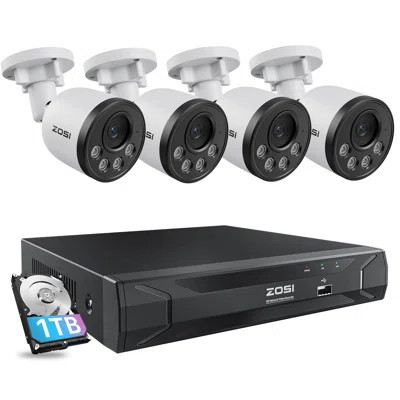 8CH PoE Security Camera System with 1TB HDD, 4MP Outdoor PoE Cameras with Audio, Motion Sensor | Wayfair North America