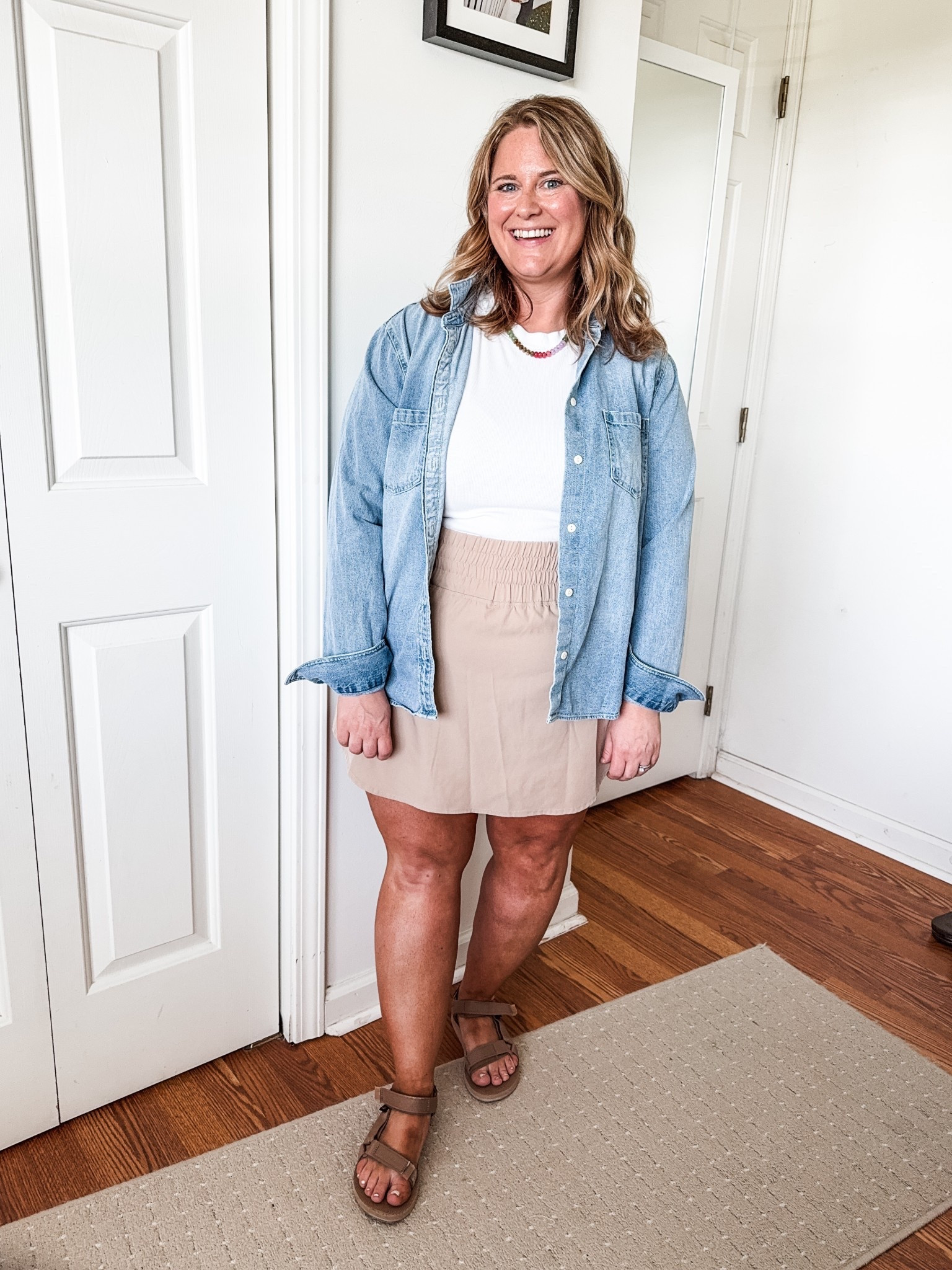 I’ve been loving these skorts for summer - so easy to throw on with a basic tee!  Add or remove the denim short depending on the temps 

Tee - XL
Denim shirt - XL
Skort - XXL (size up one) 

#LTKMidsize #LTKFindsUnder50 #LTKSeasonal