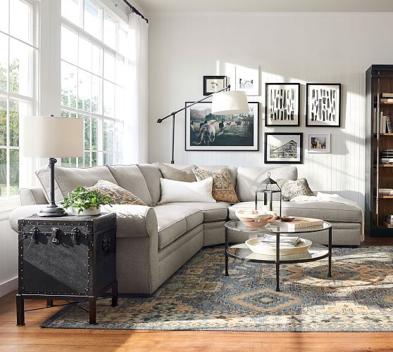 Pearce Roll Arm Upholstered 3-Piece Bumper Sectional | Pottery Barn (US)