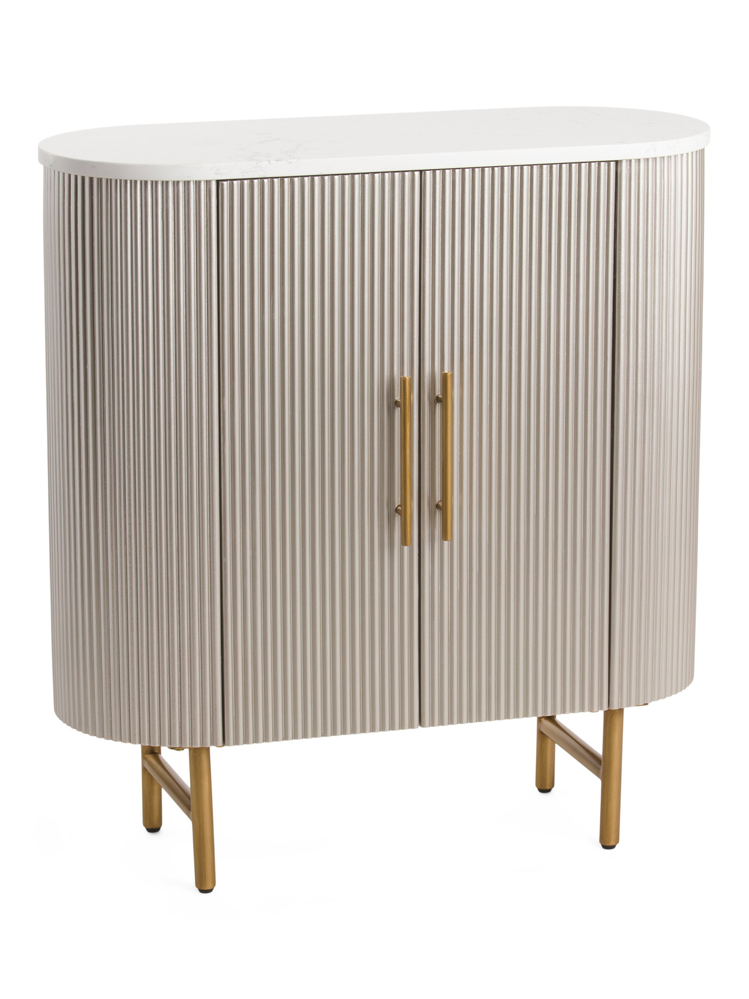 Fluted Two Door Cabinet With Stone Top | TJ Maxx