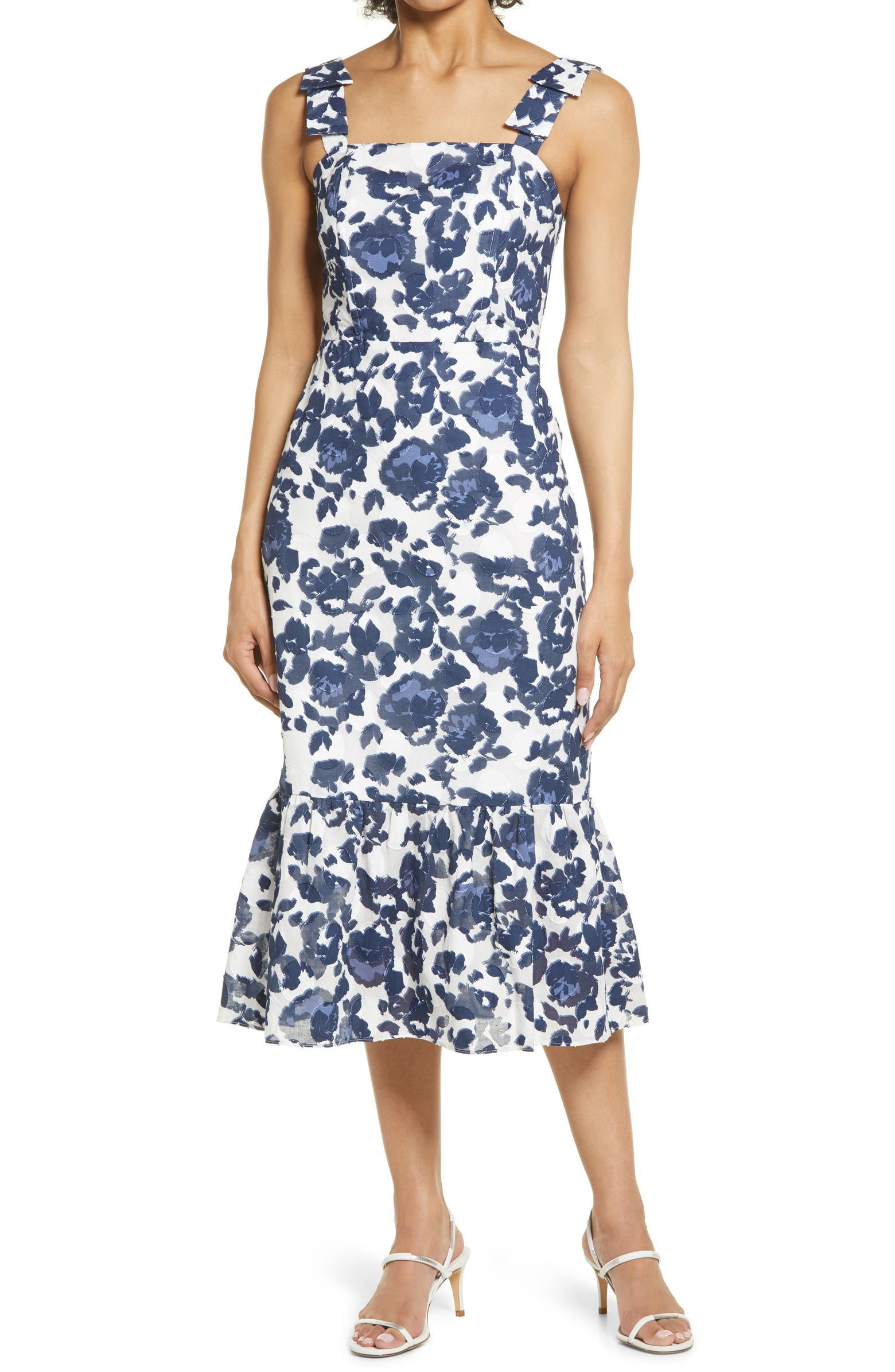 Floral Burnout Cotton Midi Dress | Nordstrom