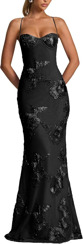 Figdaw Spaghetti Strap Backless Mermaid Evening Dress for Women | Amazon (US)