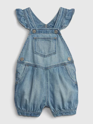 Baby 100% Organic Cotton Denim Ruffle Shortalls | Gap (US)