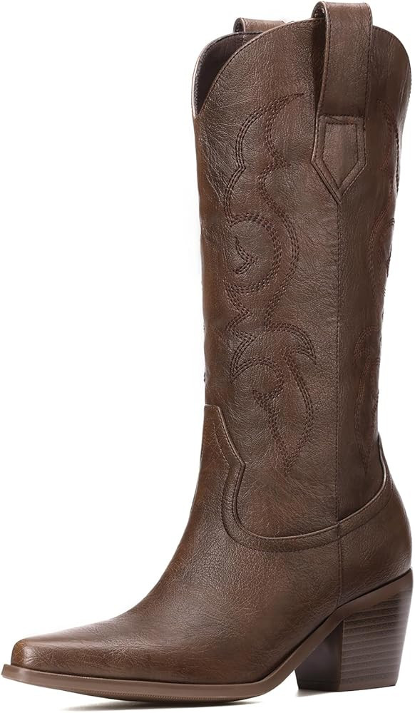 White Cowboy Boots for Women - Wide Calf Rhinestone Cowgirl Boots, Women Knee High Western Boots,... | Amazon (US)