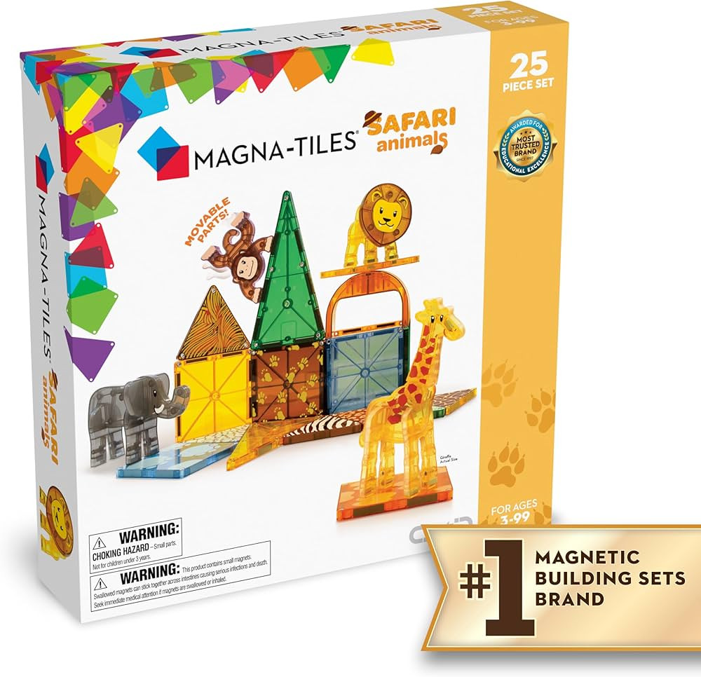 MAGNA-TILES Safari Animals 25-Piece Magnetic Construction Set, The ORIGINAL Magnetic Building Bra... | Amazon (US)