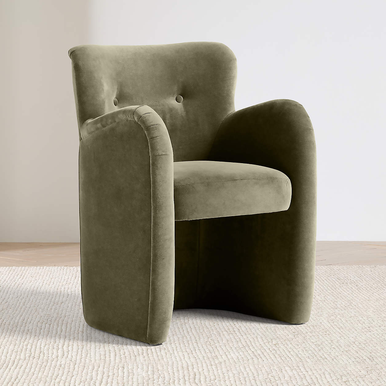 Broome Upholstered Olive Green Dining Chair by Jake Arnold + Reviews | Crate & Barrel | Crate & Barrel