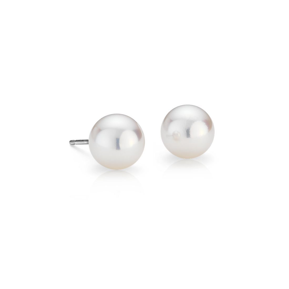 Premier Akoya Cultured Pearl Stud Earrings in 18k White Gold (8.0-8.5mm)  | Blue Nile | Blue Nile