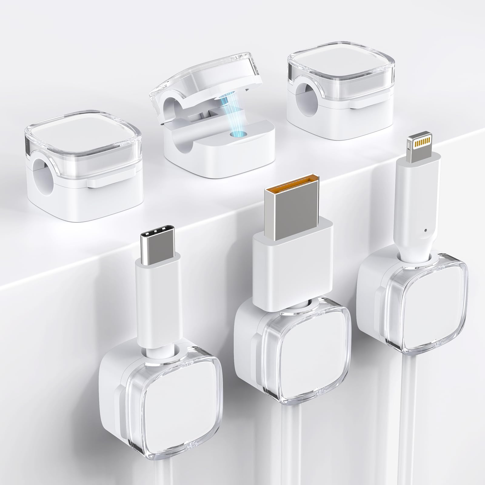 Cord Organizer, 6 Pack Magnetic Cable Clips Under Desk Cable Management, Strong Adhesive Cord Hol... | Amazon (US)