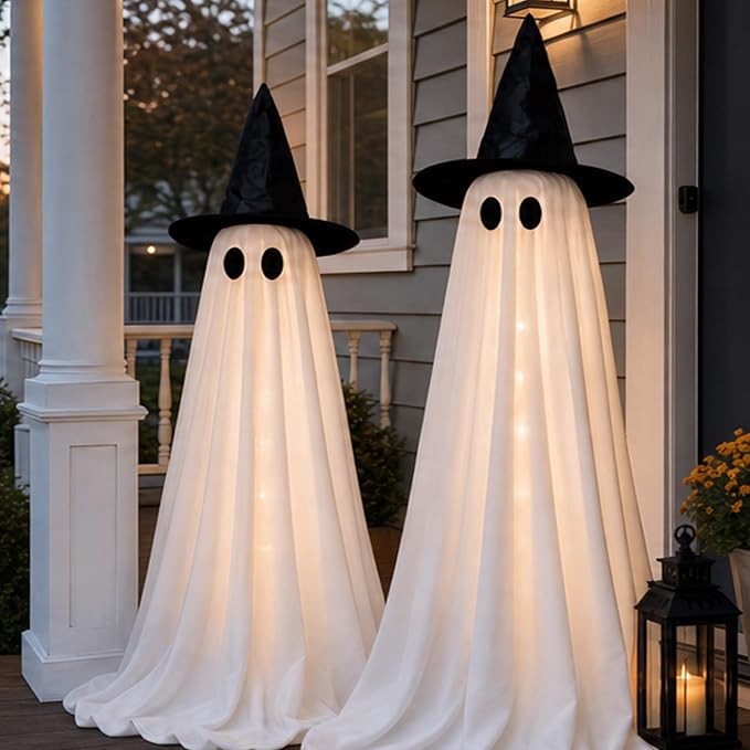 Halloween Decorations Indoor 2 Pack Light Up Ghosts | Amazon (US)