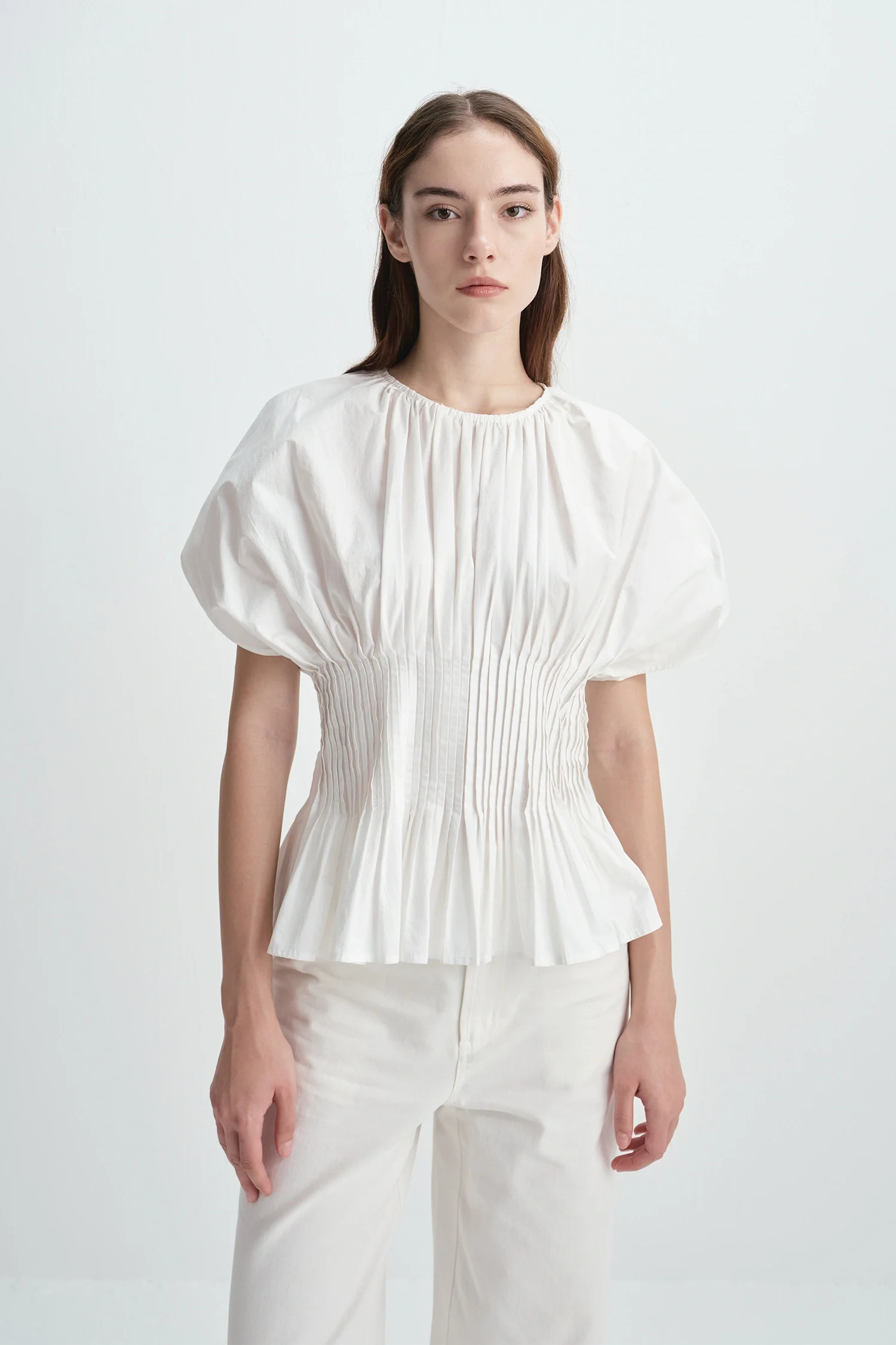 Pintuck Cotton Shirt | Tailored Women's Top | Rue Sophie