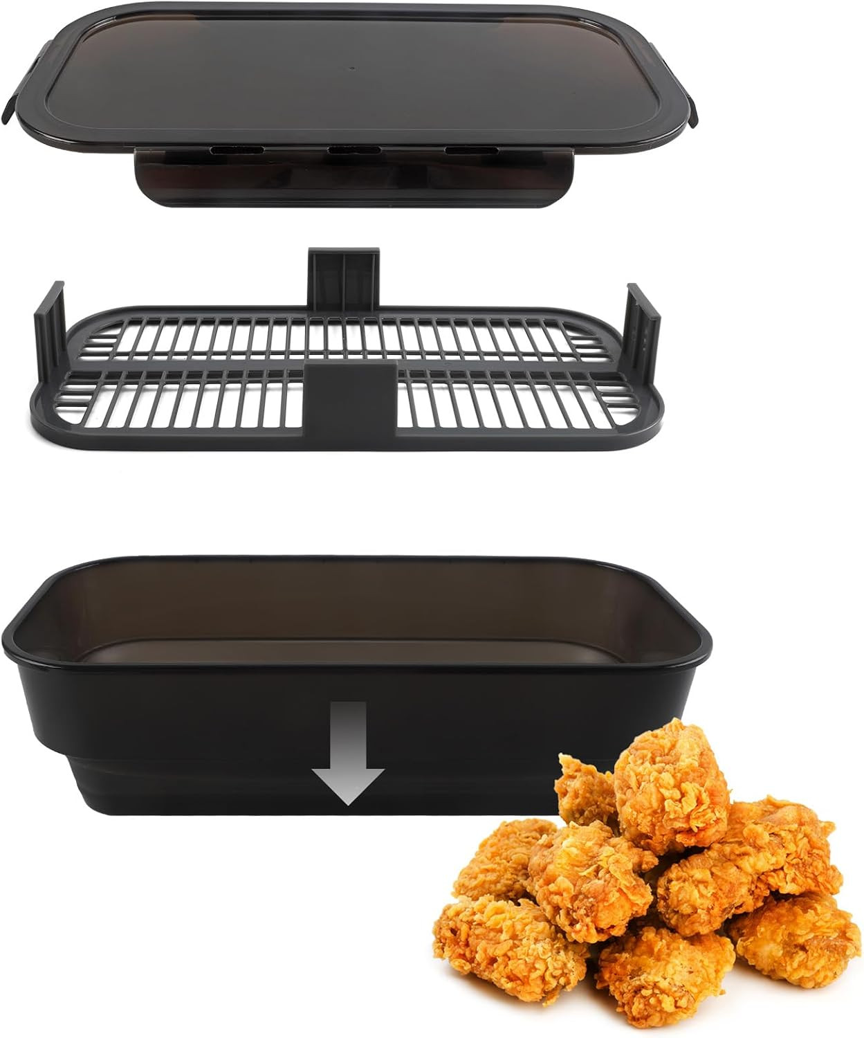 COOK WITH COLOR Collapsible Batter Bowl - Mess Free Breading Shaker Container - Great for Fried Fish, Fried Chicken, Onion Rings, Wings & More, Black | Amazon (US)
