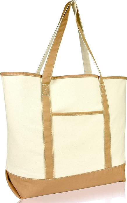 22" Open Top Heavy Duty Deluxe Tote Bag with Outer Pocket | Amazon (US)