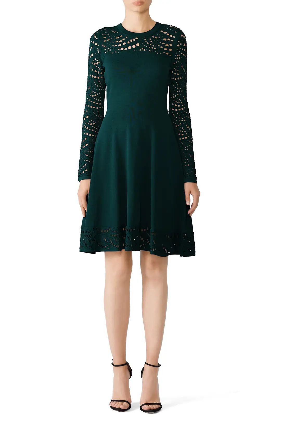 Milly Lace Pointelle Flare Dress | Rent the Runway