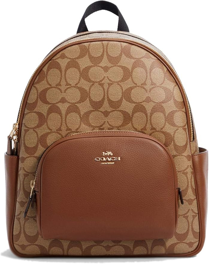 Coach Women's Court Backpack In Signature Canvas (Khaki - Saddle2) | Amazon (US)