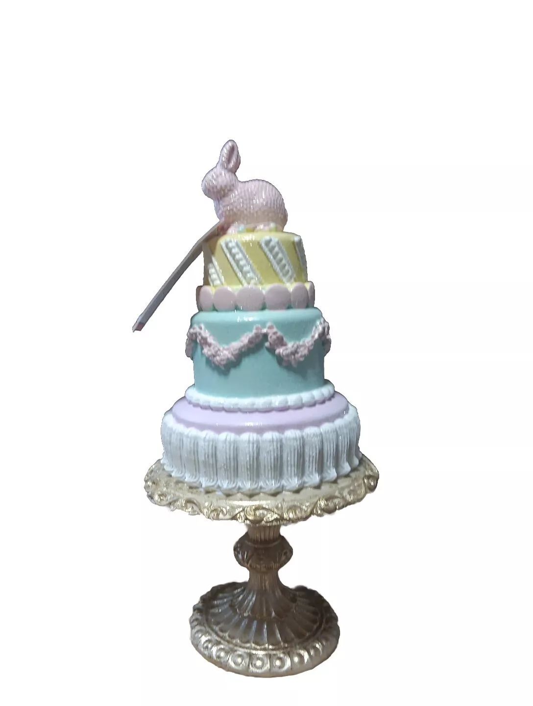 Cupcakes and Cashmere 15" Pastel Easter Bunny Flowers Pedestal Cake NWT  | eBay | eBay US