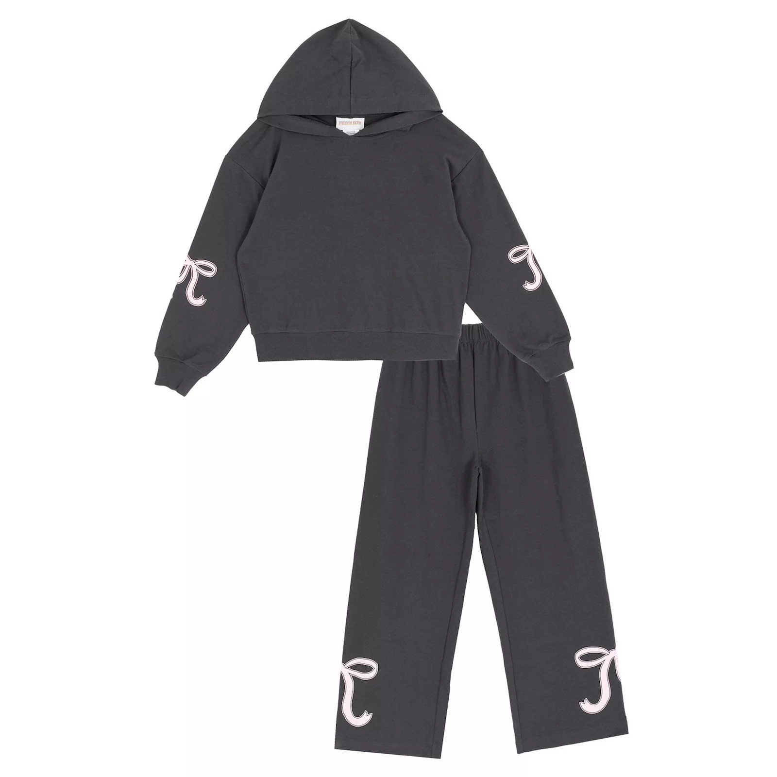 Girls 7-12 Tween Diva 2-pc. Hoodie & Sweatpants Set With Bow Graphic, Girl's, Grey | Kohl's