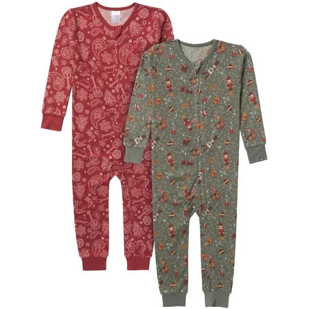 Modern Moments by Gerber Christmas One-Piece Pajamas, 2-Pack, Sizes 12 Months - 5T | Walmart (US)