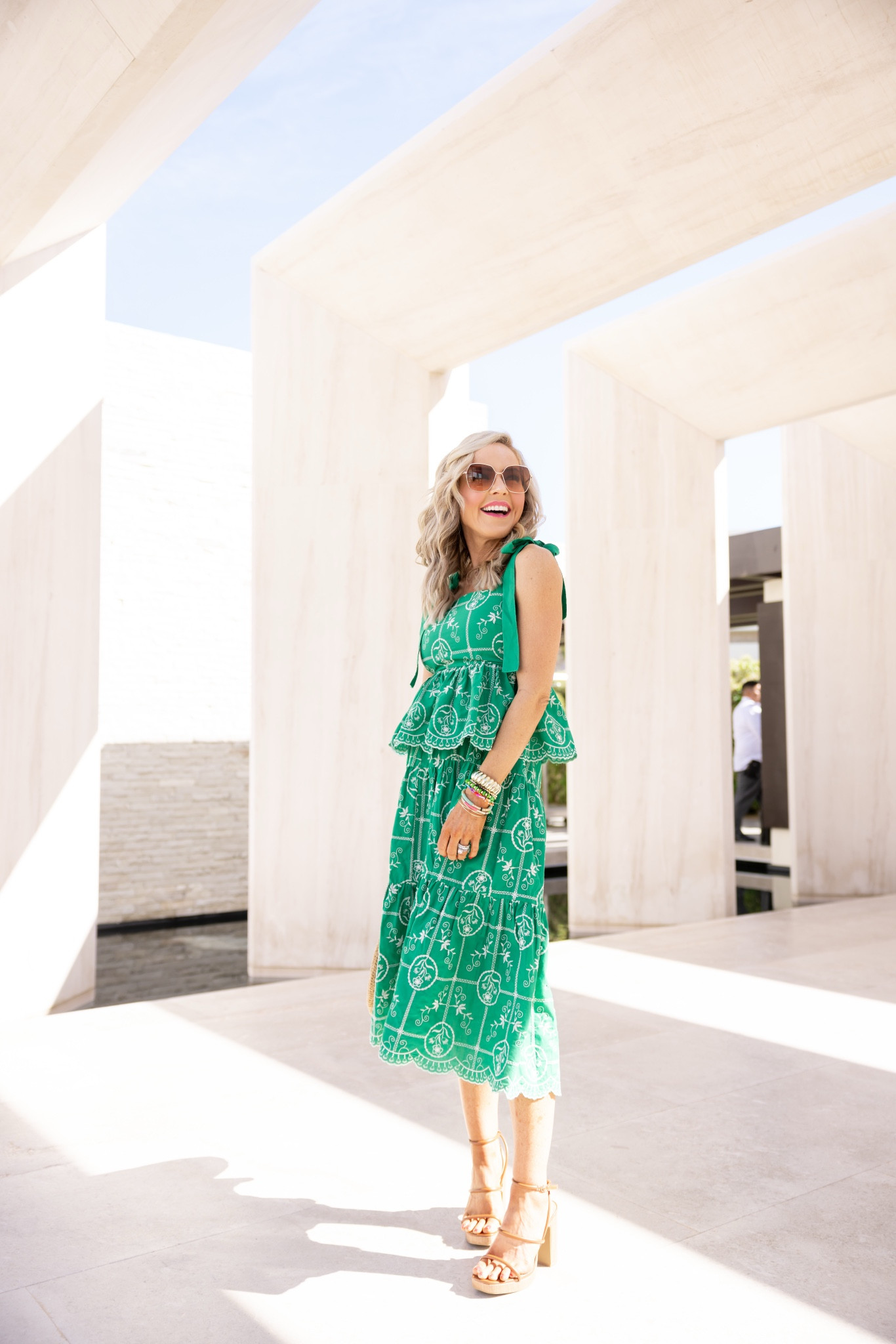 hands down my fav outfit from this resort drop = the Kinsley top and skirt! wearing XS in each, it’s the  perfect mix of fun and fabulous and that emerald green will make you go gaga  | use Natasha15 for 15% off!! 

#LTKTravel #LTKFindsUnder100 #LTKOver40