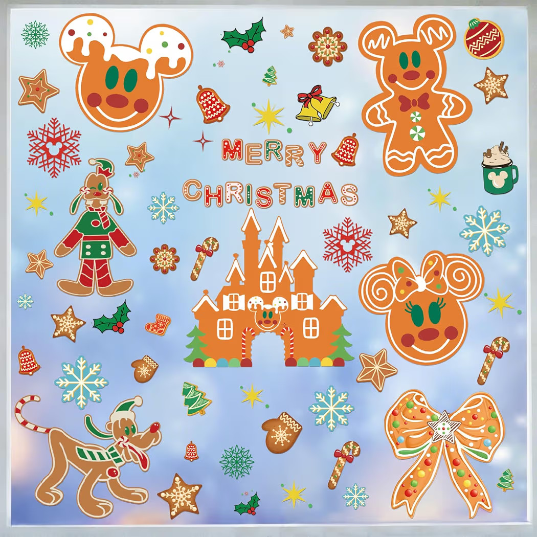RiVolTa Christmas Gingerbread Window Clings - 9 Sheets Mouse Castle Sticker Decor for Glass Cute ... | Amazon (US)
