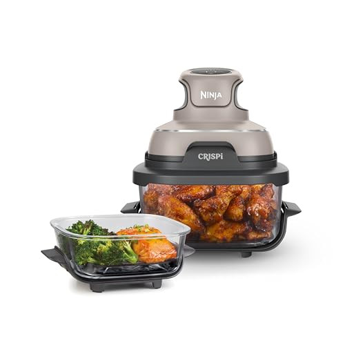 Ninja Crispi 4-in-1 Glass Air Fryer | With Non-Toxic 4QT & 6-Cup Glass Containers & Lids | Microwave, Freezer, Dishwasher Safe | 450°F Max Temp |1500 Watt | Stone | FN101ST | Amazon (US)