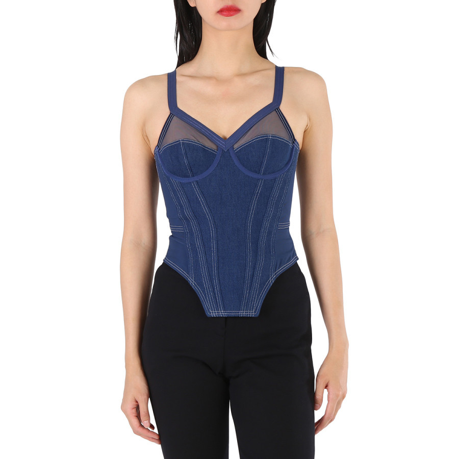 Burberry Ladies Dark Canvas Blue Denim Corset Top | Jomashop.com & JomaDeals.com
