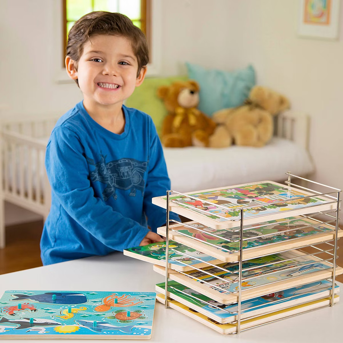 Melissa & Doug Puzzle Storage Rack - Wire Rack Holds 12 Puzzles | Target