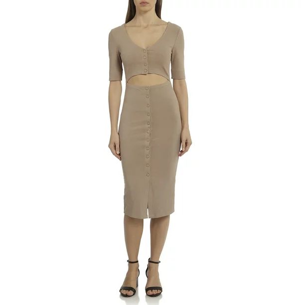 Bagatelle.NYC Women's Juniors Cutout Rib Knit Midi Dress - Walmart.com | Walmart (US)