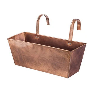 15 in. Antique Metal Copper Hanging Railing Planter | Bed Bath & Beyond