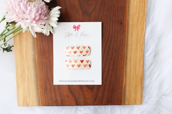 Neutral Colour Valentines Day Snap Clip Set  Heart Hair Clips | Etsy Canada | Etsy (CAD)