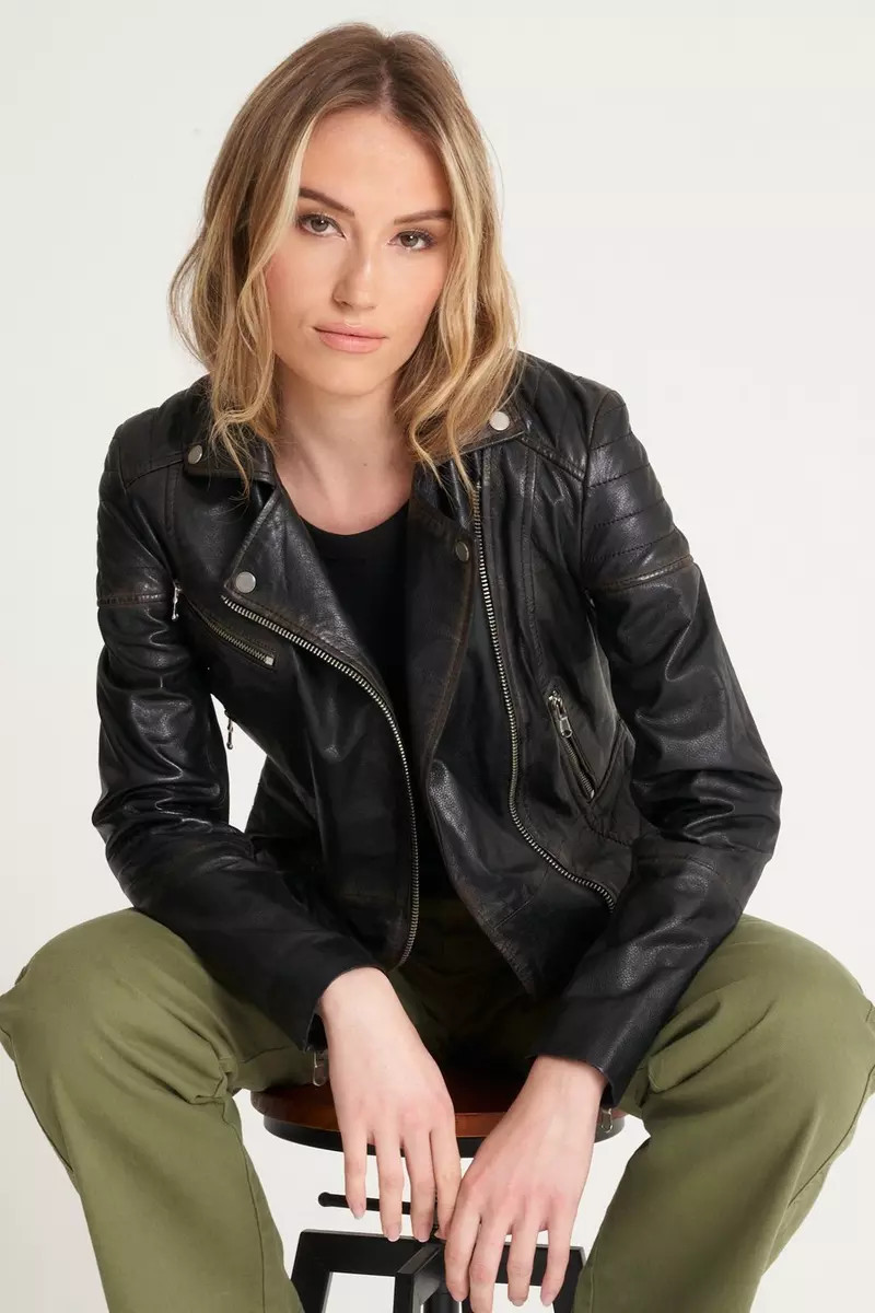 Washed Leather Biker Jacket | Debenhams UK
